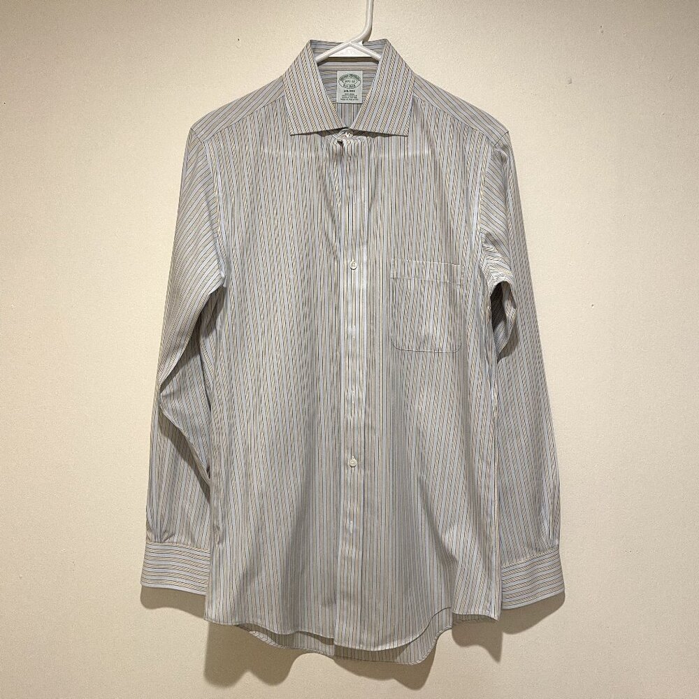 Brooks Brothers Blue & Yellow Striped Dress Shirt